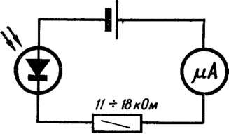Схема соединения фотодиода с источником питания и микроамперметром при испытании фотодиода  на «ползучесть»
