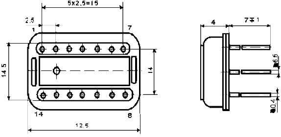 Ескіз стандартного металоскляного корпусу 151.15-2