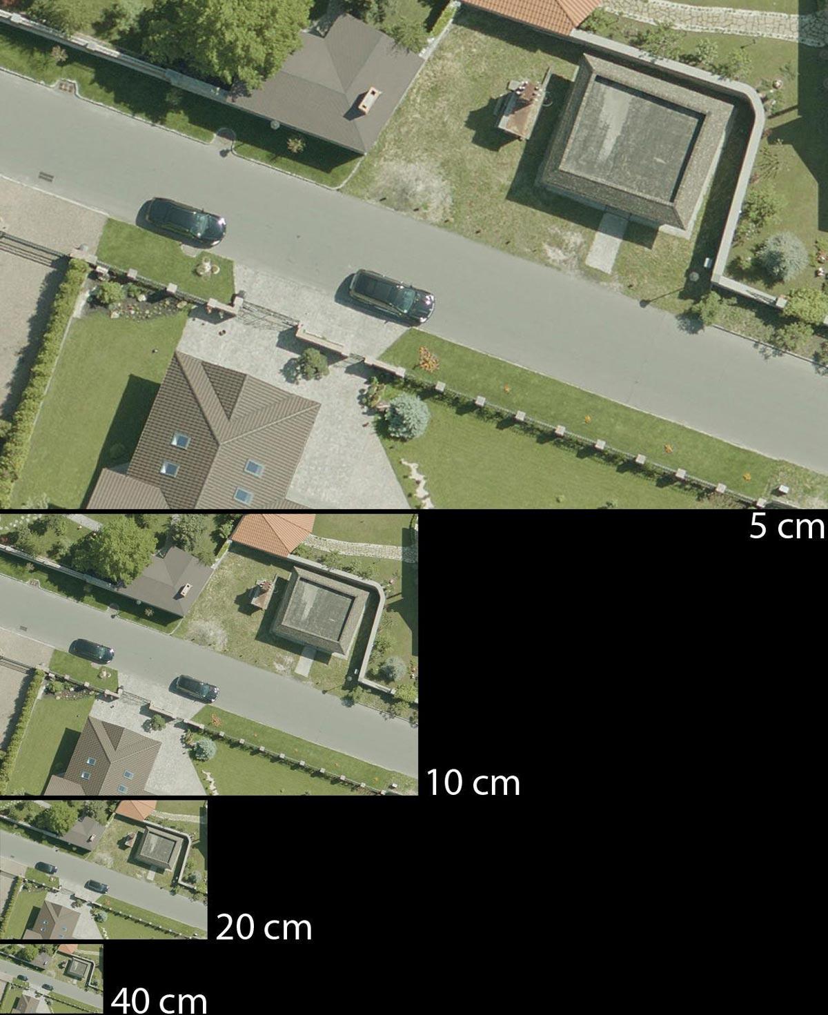 Cнимки местности из космоса с различным разрешением