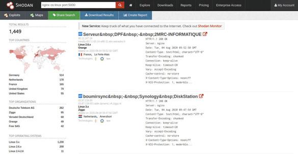 Результаты поиска серверов nginx с открытым портом 5000 Результаты поиска серверов nginx с открытым портом 5000